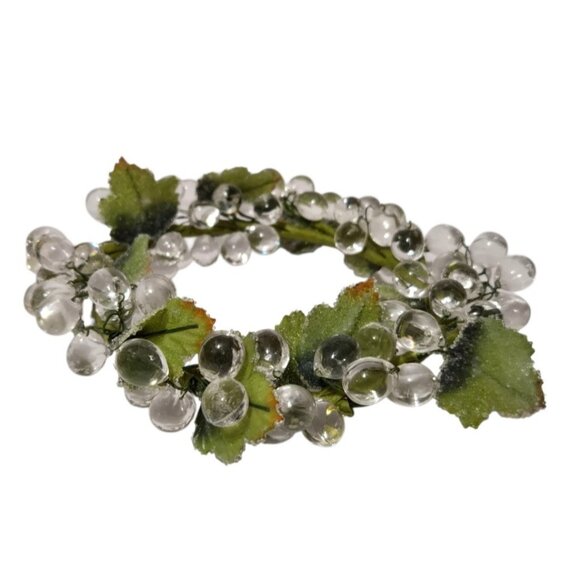 Fortunoff Christmas Vtg Faceted Lucite Acrylic Clear Grape Wreath Candle Ring - Picture 7 of 7